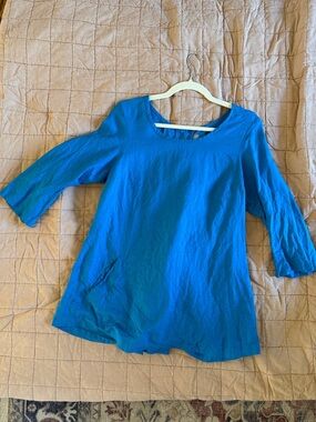 Flax Bright Blue Three-Quarter Sleeve Tunic